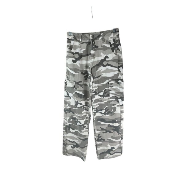 Women's Camo Cargo Pants XS Adjustable Waist Gray White Cotton Blend Streetwear - Picture 2 of 10